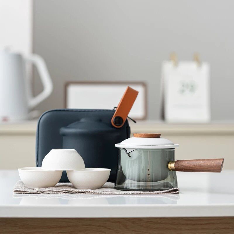 玻璃便携式旅行茶具快客杯一壶三杯茶具套装户外旅游茶壶随行泡茶