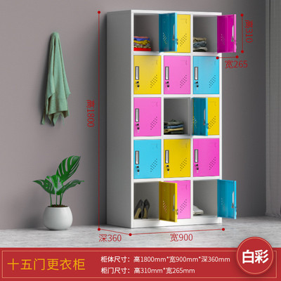 彩色感应锁浴室铁皮柜健身房更衣柜换衣柜美容院多门柜多层储物柜