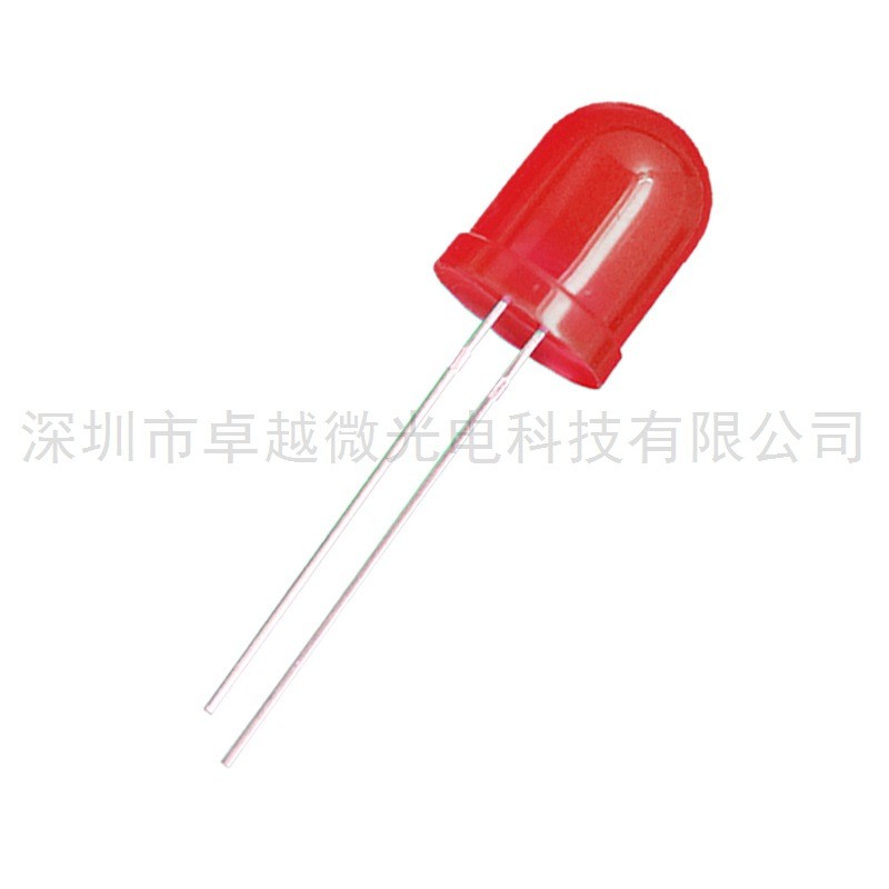 灯珠厂家直销10mm红色发光插led指示灯10mm红发红高亮直二极管