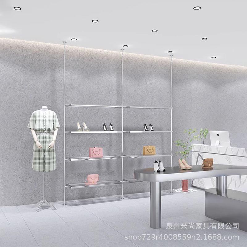 鞋店鞋架展示架上墙壁挂式不锈钢鞋货架服装店包包陈列靠墙置物架