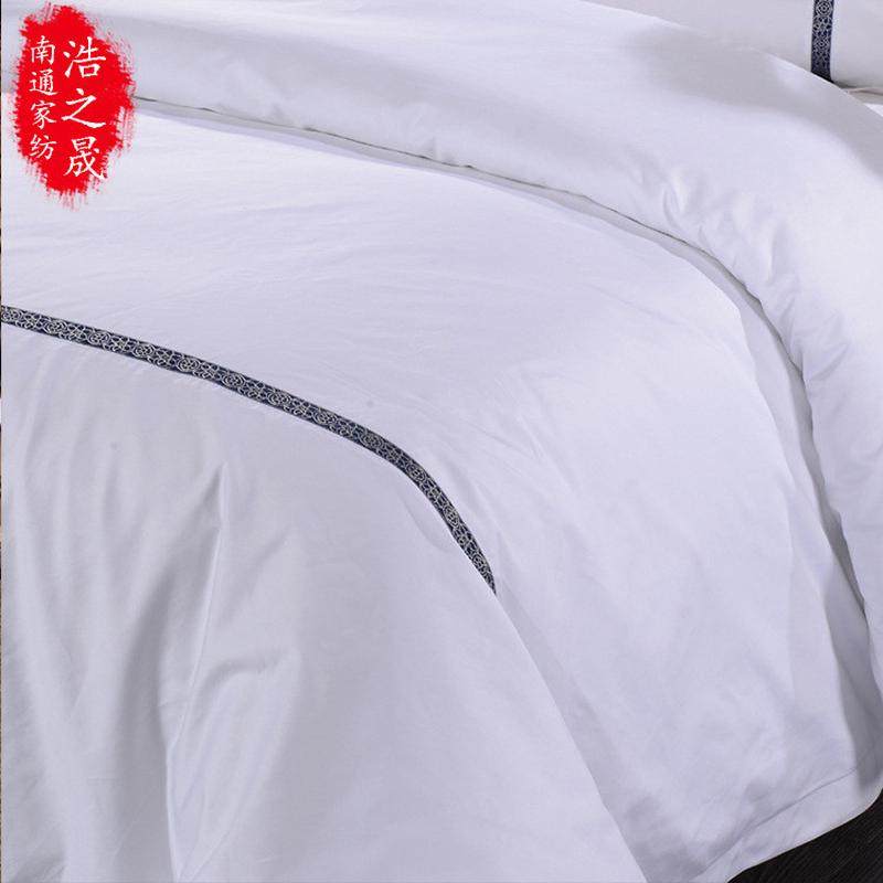 新款全棉贡缎酒店布草四件套床上用品民宿宾馆家纺工厂定制