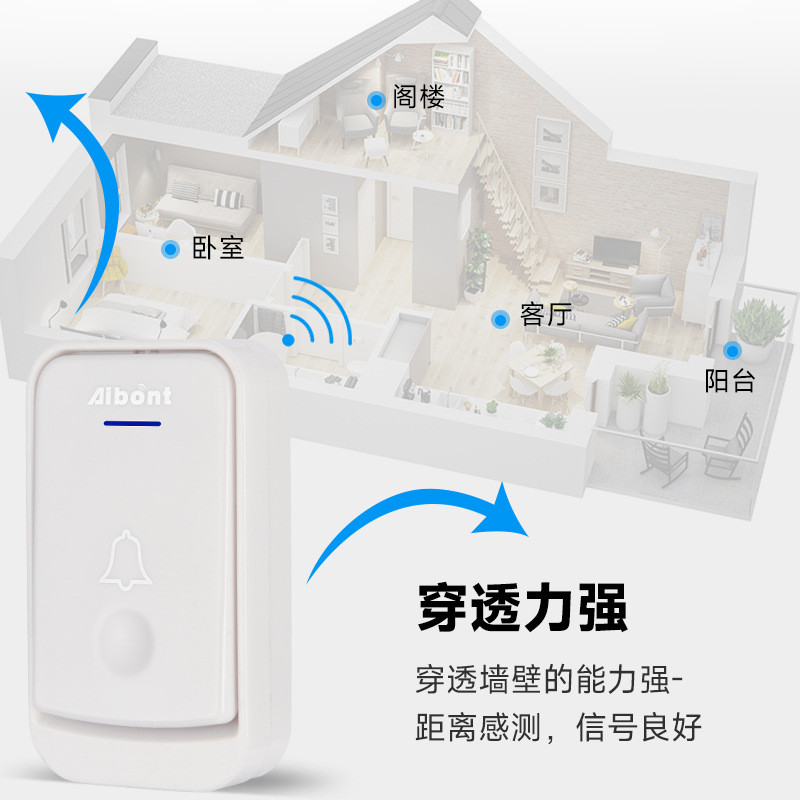 无线门铃家用智能远距离遥控门铃门铃闪灯老人呼叫器求助器門鈴