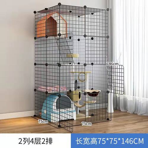 猫咪猫笼子别墅三层猫舍室内家用宠物超大猫屋窝大空间折叠款
