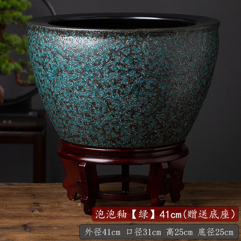 瓷缸釉高温陶泡泡养金鱼缸特大缸睡莲荷花盆碗莲缸阳台插花盆门面