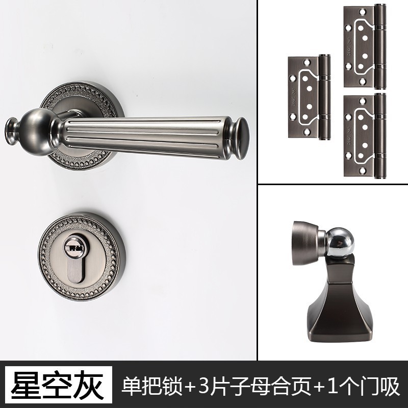 美式房门锁仿古卧室家用通用型实木门锁金色室内分体静音欧式锁具