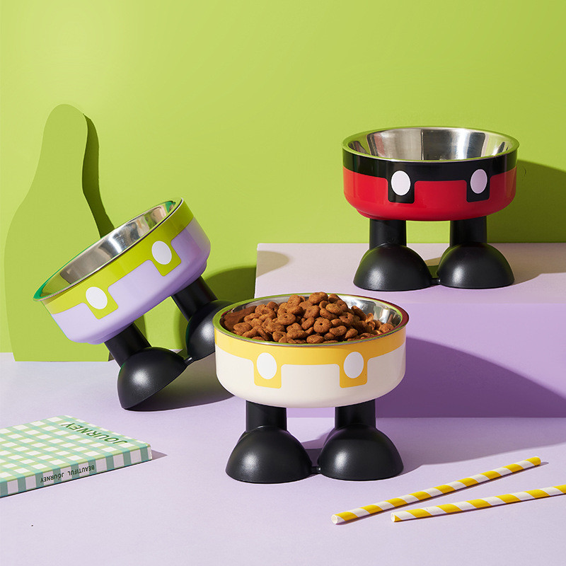 宠物不锈钢碗防滑大容量狗碗猫咪高脚碗护颈宠物碗防打翻猫碗新款