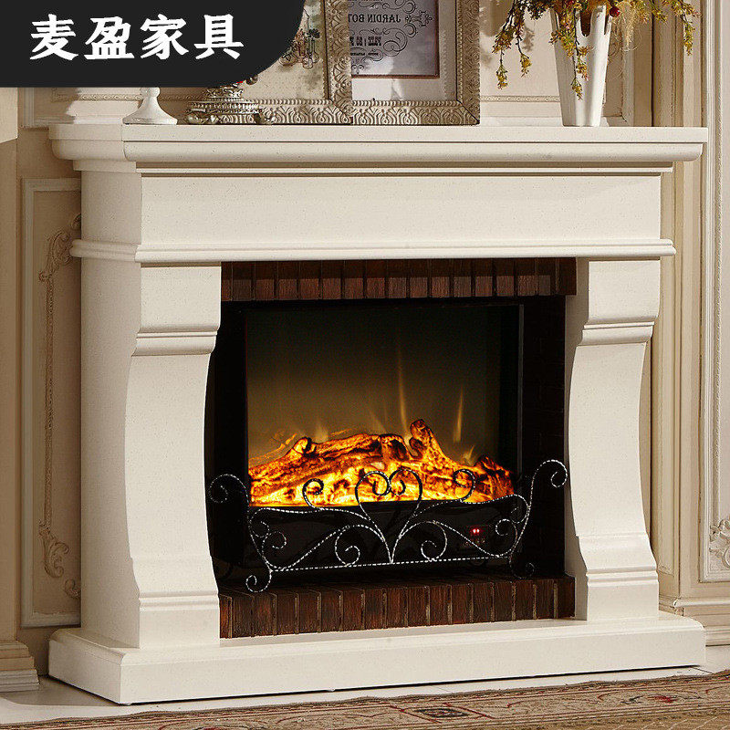 1.3/1.5米欧式实木壁炉简约美式田园大师壁炉架石头色装饰取暖