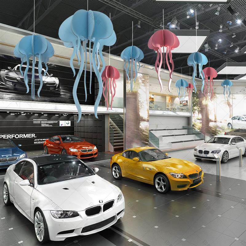 夏季海洋主题4S店装饰商场水母道具服装店橱窗吊饰美陈展厅布厂家