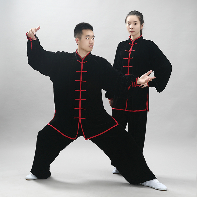 宏绒太极服秋冬加厚保暖南韩极金丝绒太极服武术服练功服男女款
