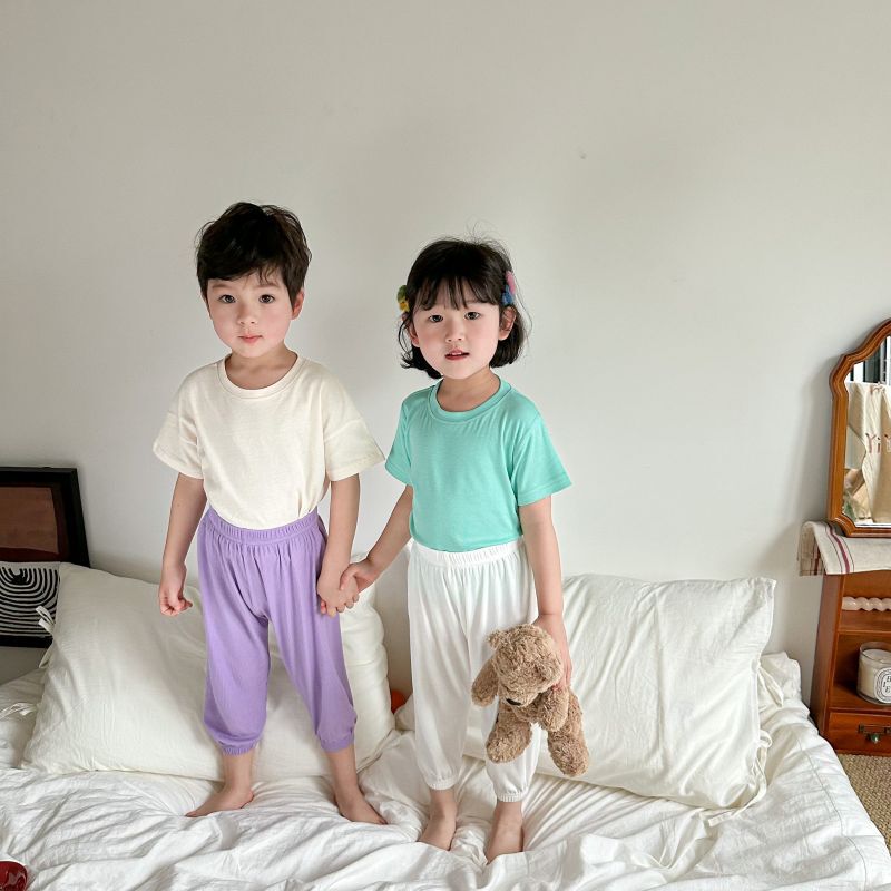 儿童防蚊裤女童夏季莫代尔面膜裤宝宝睡裤男童裤子韩版冰丝抖抖裤