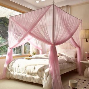 新款蚊帐家用2024公主风复古老式三开门床帐卧室落地支架床帘纱帐