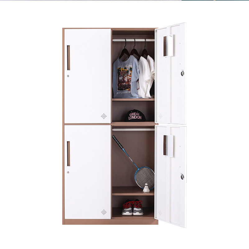 套色四门更衣柜带锁窄边储物柜铁皮浴室柜换衣柜员工拆装更衣柜