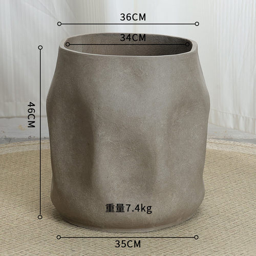北欧简约不规则落地镁值花盆创意高颜泥大口径商场客厅水泥盆器