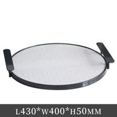 现代轻奢设计师简约提手圆形托盘几何皮质收纳盘样板间装 饰品摆件