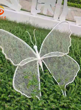 热销不锈钢发光蝴蝶公园林广场草坪景观昆虫铁艺装饰镂空发光动物