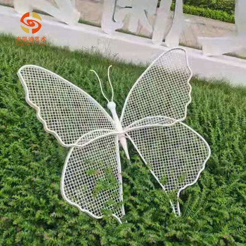 热销不锈钢发光蝴蝶公园林广场草坪景观昆虫铁艺装饰镂空发光动物