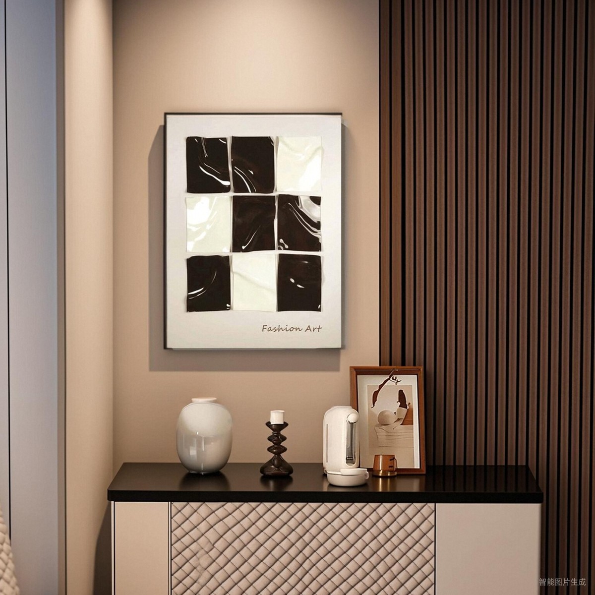 侘季风实物装置亚克力画创意抽象设计师挂画立体玄关样板间装饰画