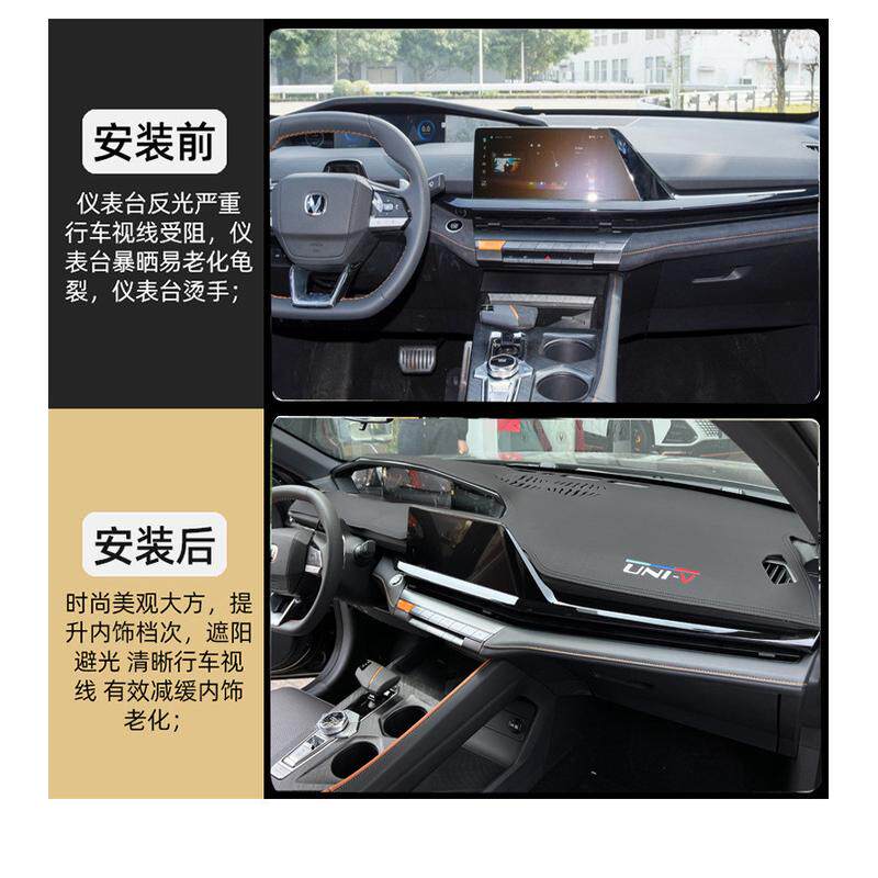 热销戟晔24款遮光univ避光垫汽车中控防晒长安改装饰品univ仪表台