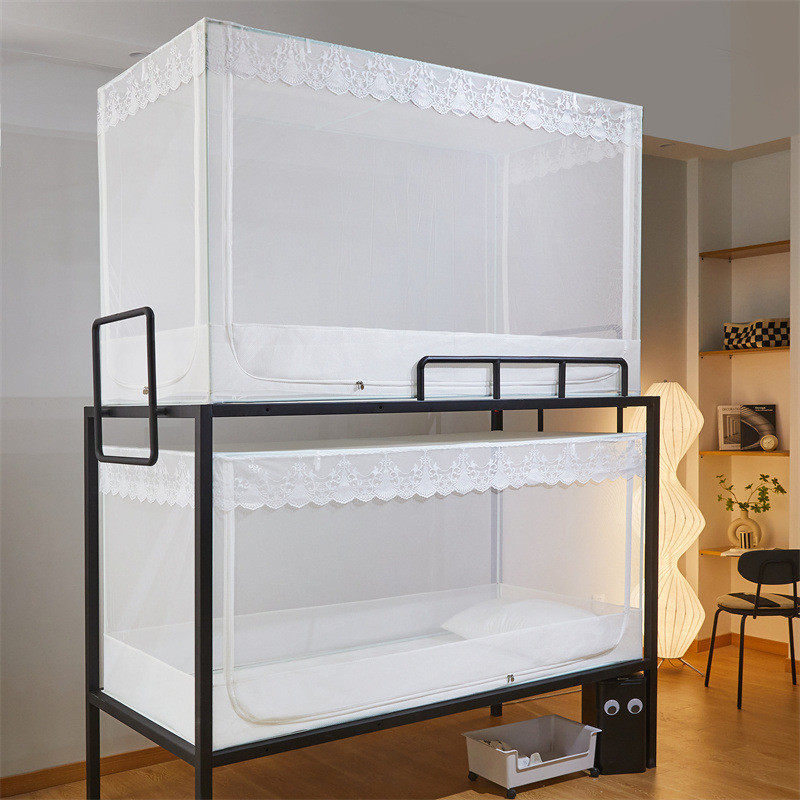 帐上下铺学生蚊帐单人宿舍加密蚊帐加粗烤漆拉链蚊帐方简约