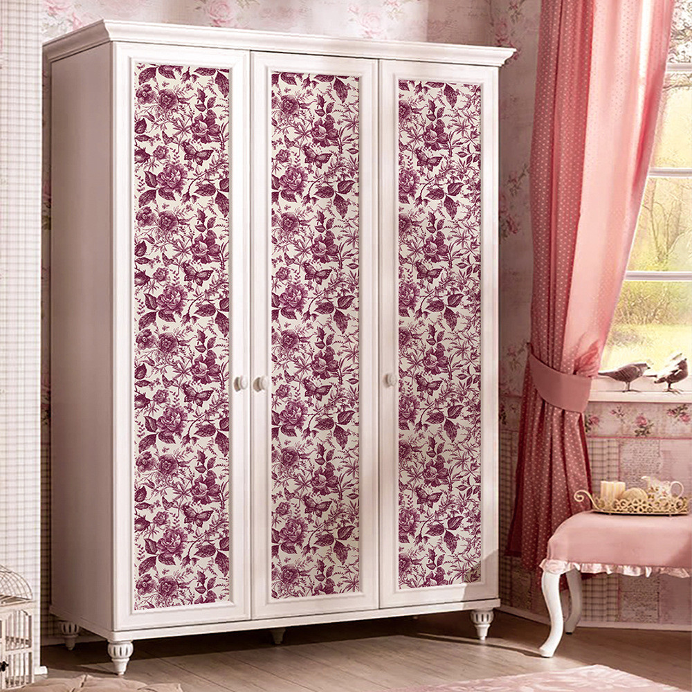 funlife高缔家具玫瑰自粘壁纸田园风花卉橱柜防水翻新贴纸stz043