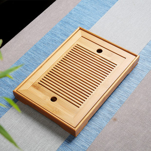 托盘茶托商务礼品 家用客厅办公竹茶盘竹制实木茶海茶台茶储水式