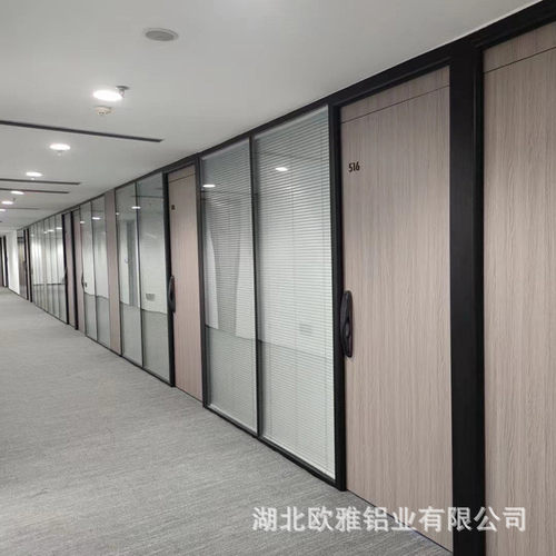 双层直供玻璃隔断厂家钢化中空透明玻璃隔音墙铝合金百叶高隔断