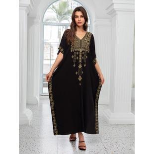 罩衫 沙滩人棉金色绣花度假长袍l4051l