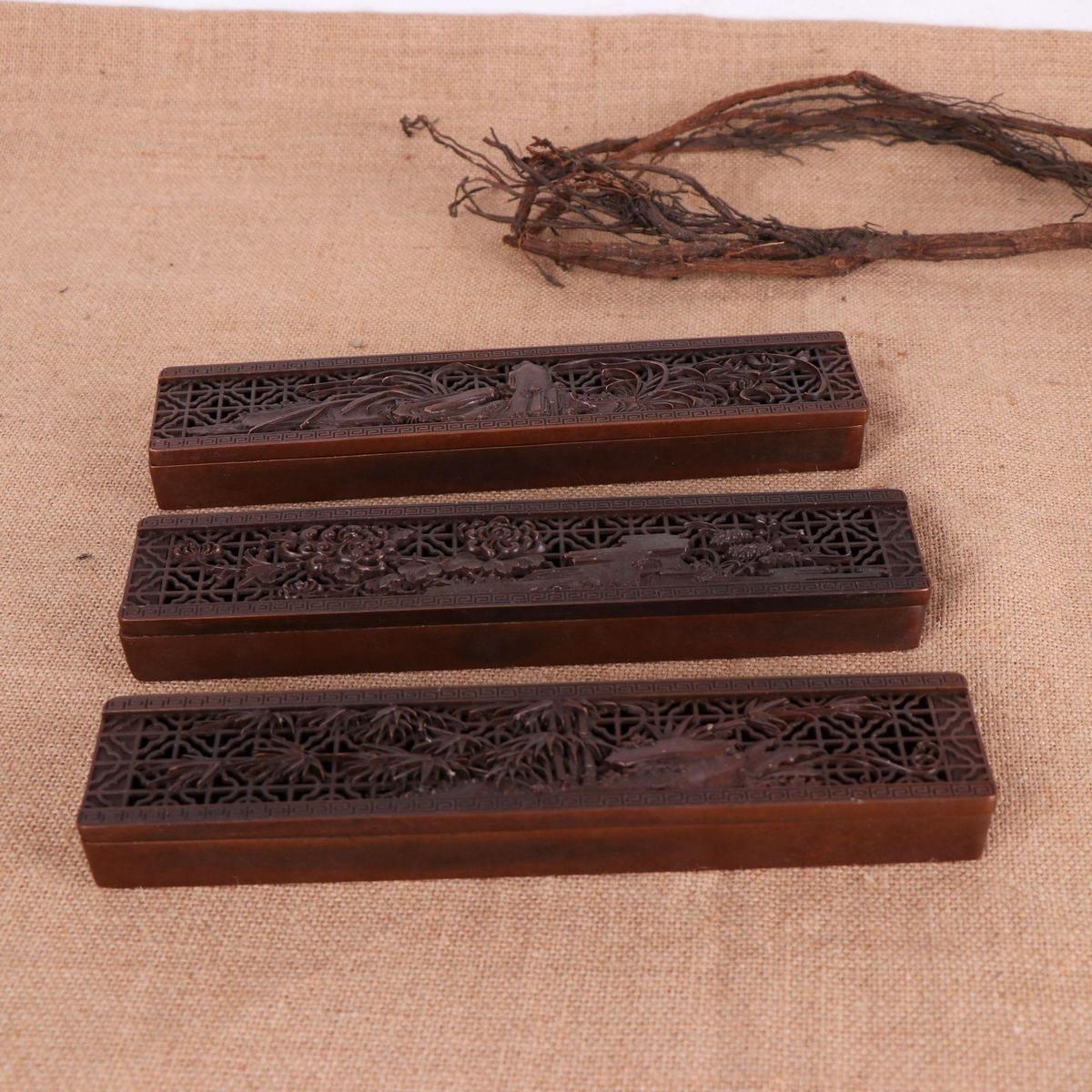 杨铜记 香炉合金熏香炉 长方形香炉 工艺品摆件 梅兰竹菊香炉