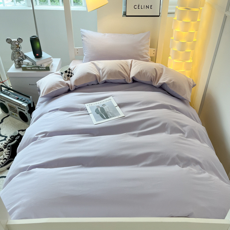 厂家直销磨毛床单四件套学生宿舍磨毛被套三件套床上用品批发水洗