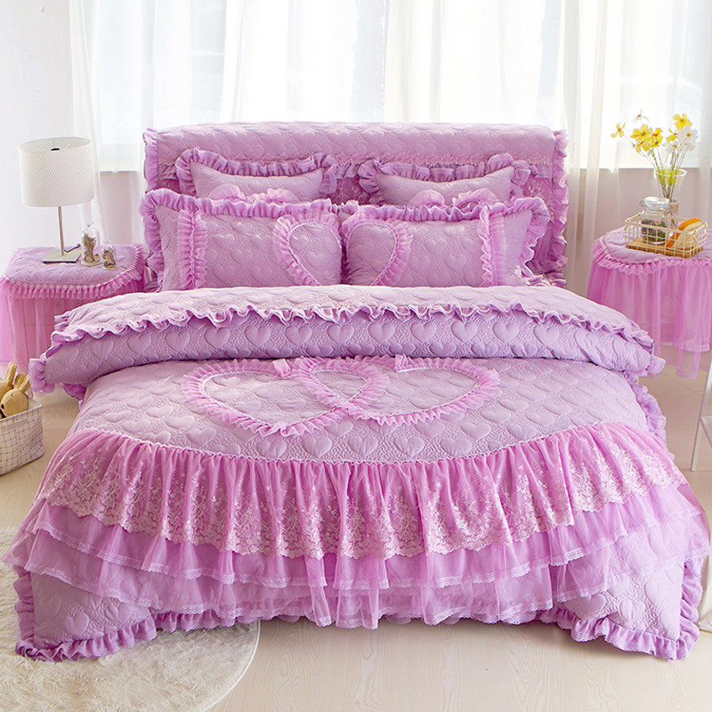 x70t公主风全夹棉花边款四件套床上加厚婚庆床裙被套床罩纯色四季,床上用品,床品套件/四件套/多件套,淘宝优惠券,粉丝福利购,淘宝优惠卷