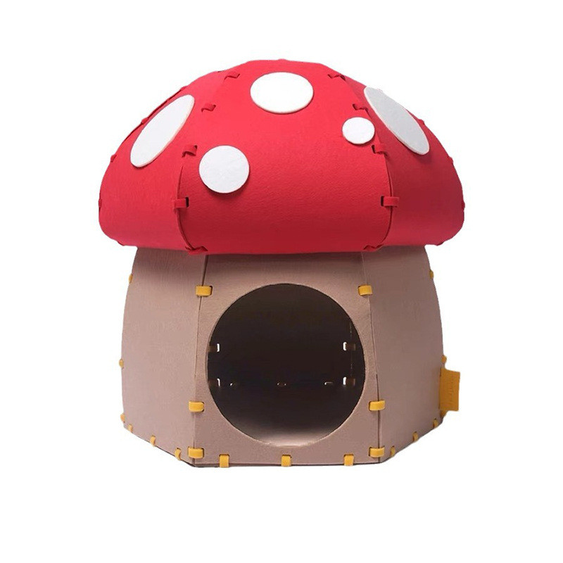 创意毛毡宠物窝蘑菇屋宠物猫窝四季款可拆叠钻洞猫式房子猫咪别墅