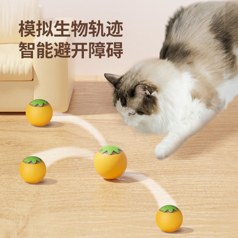 橙子款狗狗滚滚球电动猫咪玩具磨牙室内解闷训练逗猫球自动逗猫器