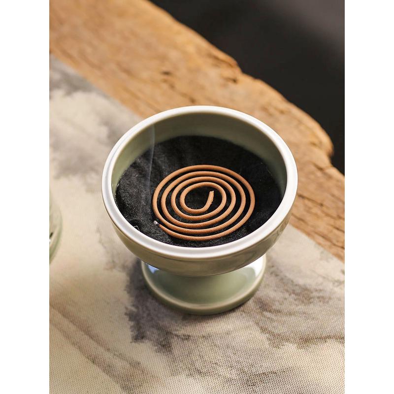 btv4青釉祥云陶瓷香薰炉家用室内中式檀香盘香香薰炉茶道塔香炉