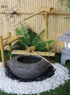 热销麦太保户外花园庭院石钵流水水景石灯笼枯山水惊鹿竹子日式阳