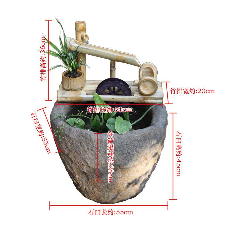水磨坊中式创意竹子风车庭院流水喷泉水循环阳台景观鱼池造景摆件