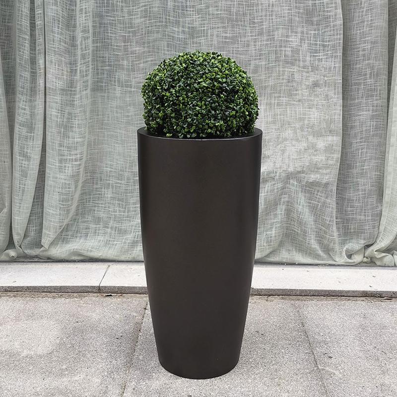 北欧哑光深软装玻璃钢落地大花瓶家居酒店商场银灰色花艺经典摆设