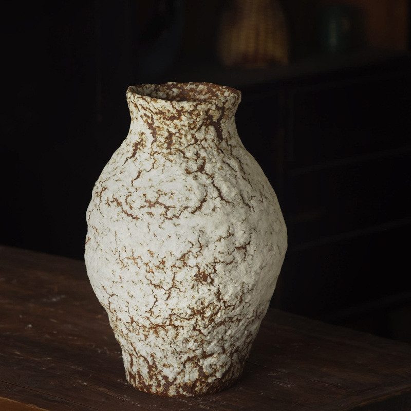 网红款手工ins侘寂风可水培陶罐复古粗陶花器干花花盆陶艺日式