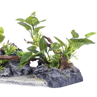 鱼缸造景头仿真树鱼虾穿梭洞树脂小假山水族馆装饰品塑料绿色树