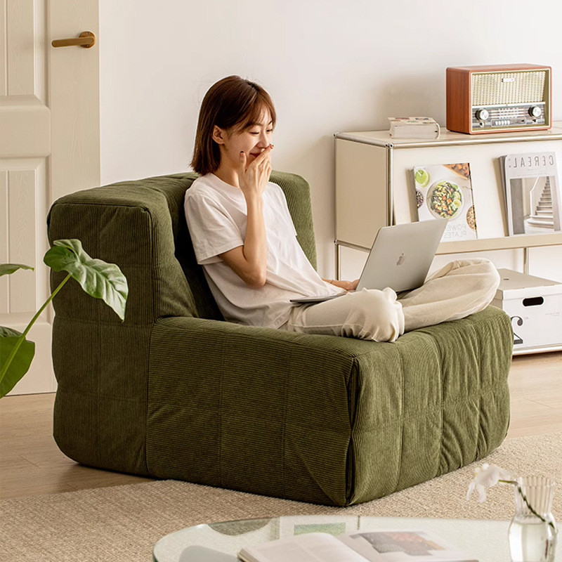 布艺单人沙发卧室专用沙发椅可躺可睡现代简约阳台榻榻米懒人沙发