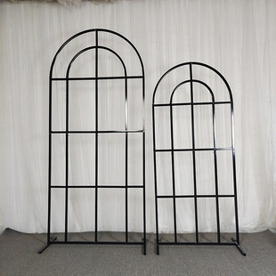 新款婚庆森系户外婚礼田园屏风花田喜事形网格弧形拱门铁艺路引