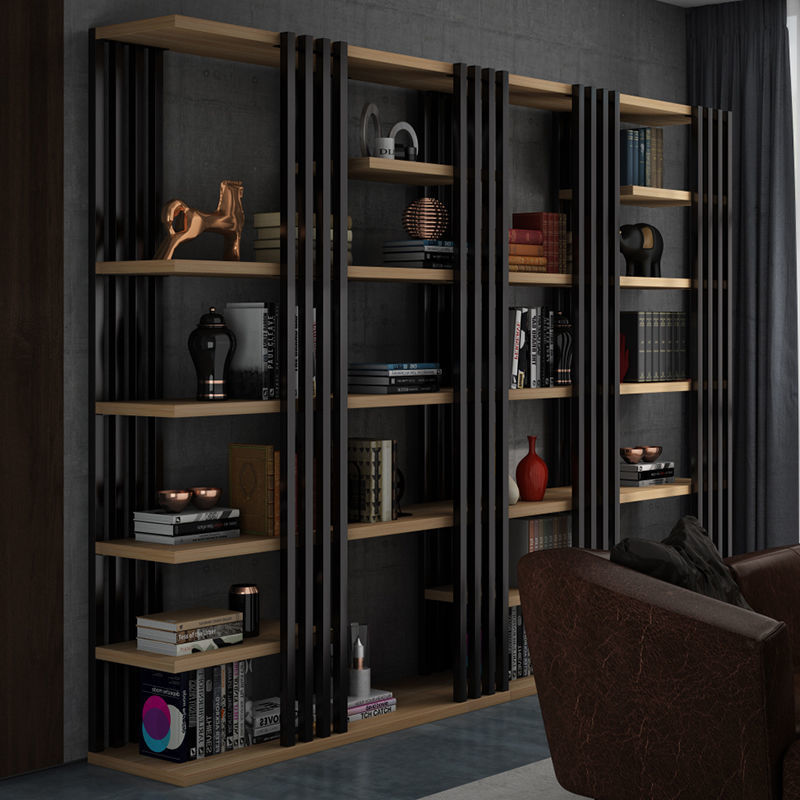 办公室书架置物架落地多层简约客厅隔断装饰铁艺储物收纳展示架子