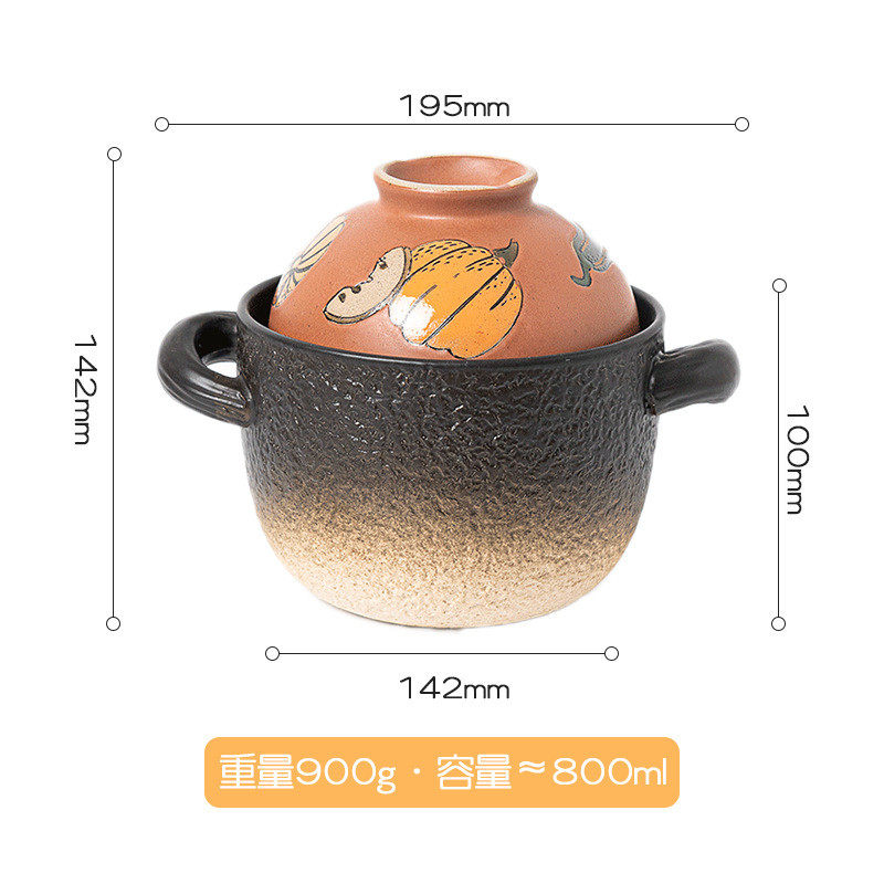 明火砂锅家用用煲仔饭创意手绘汤碗二合一带盖煲汤一人食陶瓷砂锅