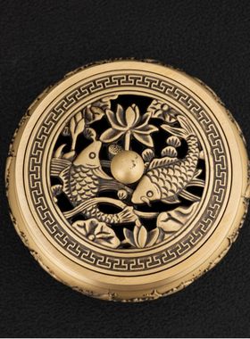 居家足炉香炉铜制工艺品摆件香薰复古精雕三古典中式禅意金属工艺