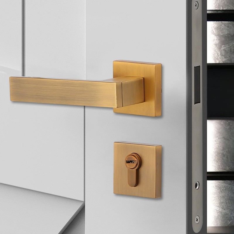 欧式卧室门锁室内房门锁分体锁灰色卫生间门把手实木门静音执手锁