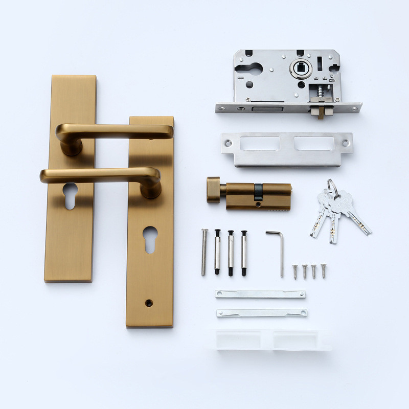 现代简约静音锁具室内卧室执手耐用型房间木门锁面板孔距180mm