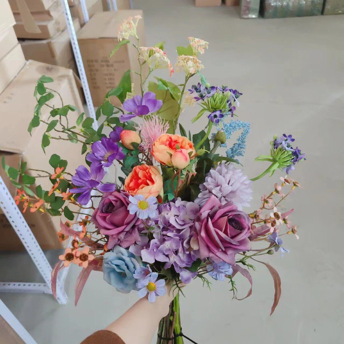 m299混搭蓝紫色系手札花束仿真花绢花假花批发欧式货源