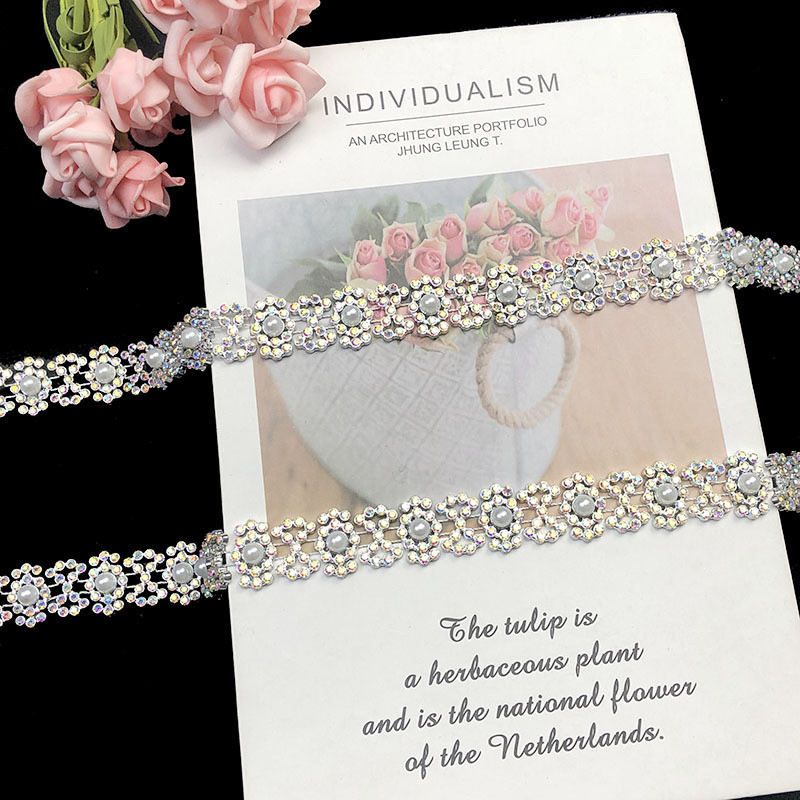 2.0cm珍珠闪亮手工diy花边配件少数民族服装装饰辅料家居链条批发