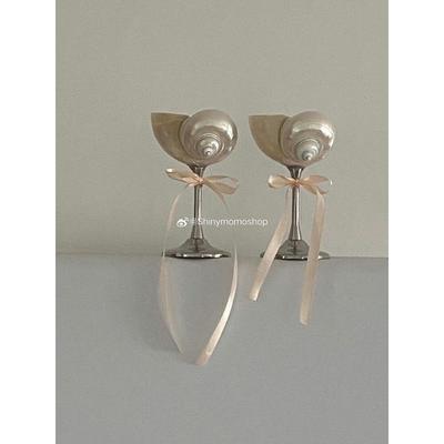 Shinymomo创意小众酒杯ins天然海螺贝壳高脚杯金属欧式复古香槟杯