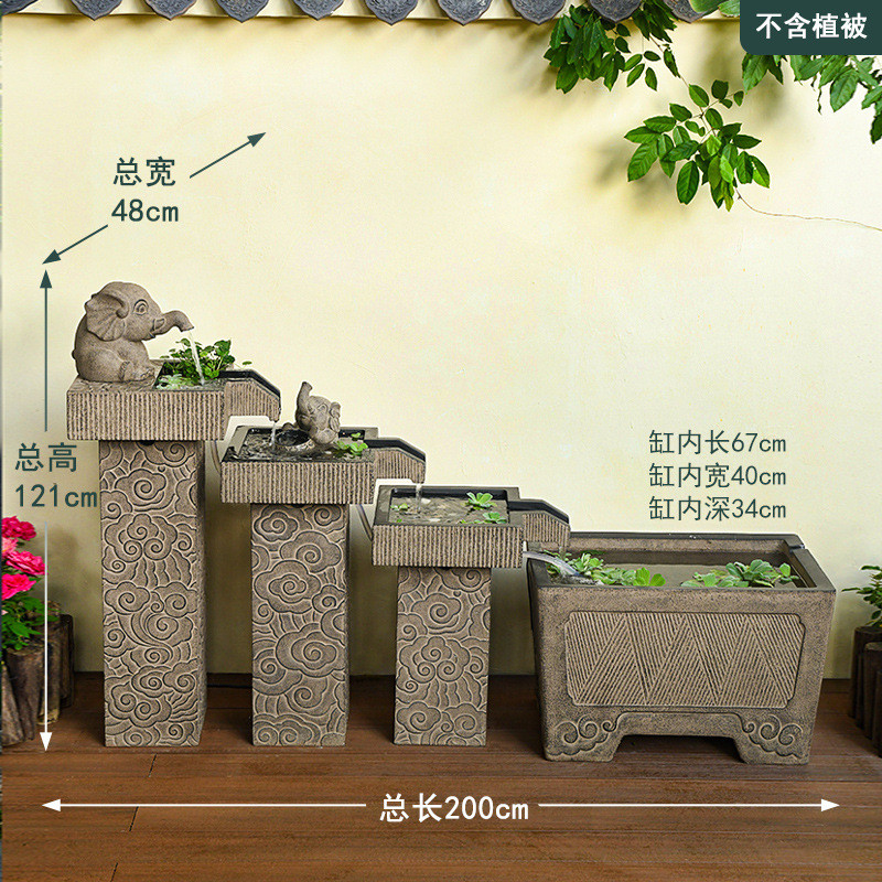w~户外鱼池造景庭院落地大水景室外鱼缸成品流水摆件循环水水系景