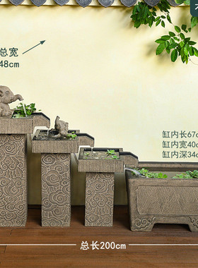 w~户外鱼池景庭院落地大水景室外成品鱼缸流水摆件循环水水系造景